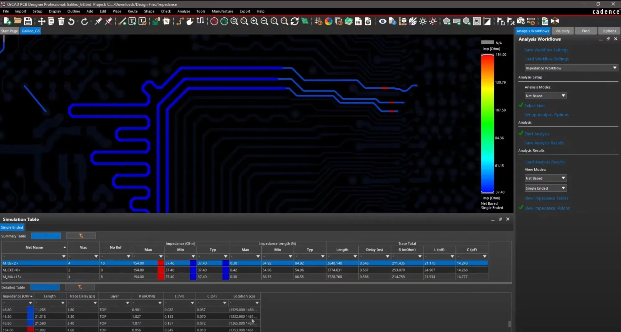 PCB design software showing trace routing and impedance control for EMI reduction