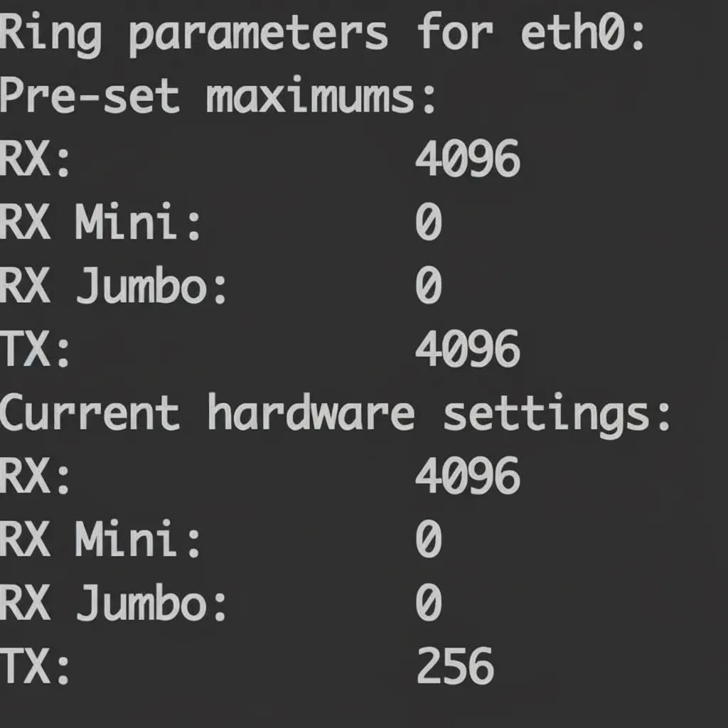 ethtool show RX and TX ring buffer sizes