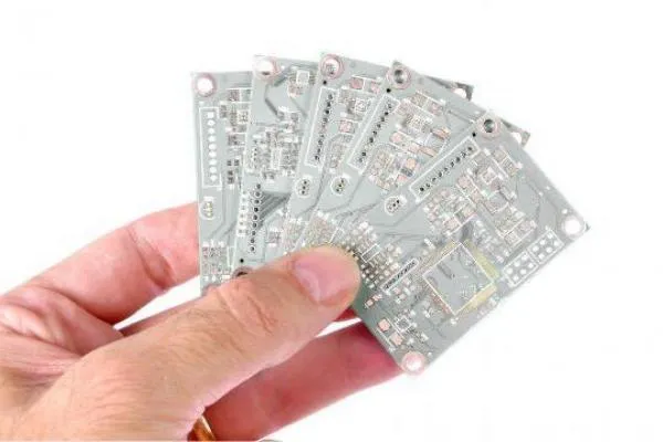 White solder mask on a PCB showcasing clean aesthetics and reflectivity.