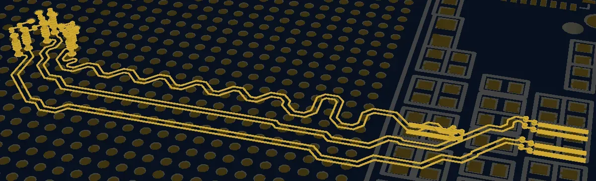 Differential pair routing on PCB with length matching