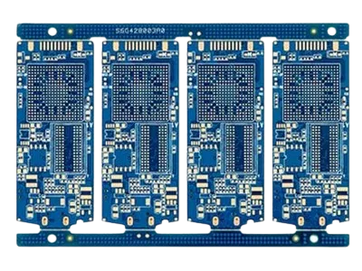 HDI PCB panel layout with multiple boards for manufacturing optimization
