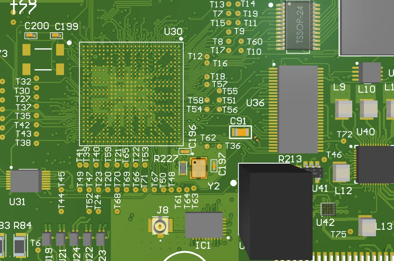 PCB layout with wide traces and clear labels for accessibility