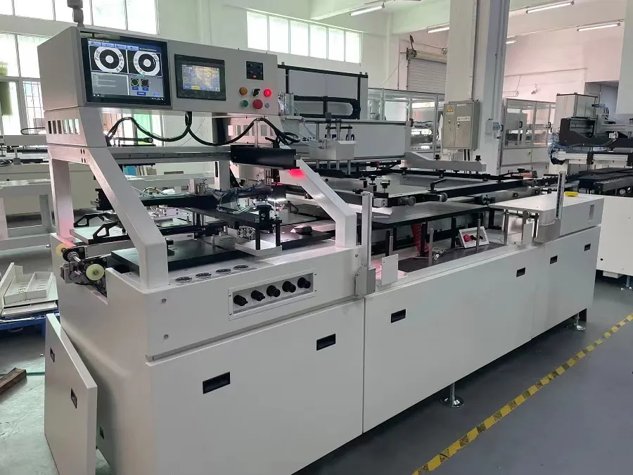 Direct Legend Printing machine applying white silkscreen on a PCB.