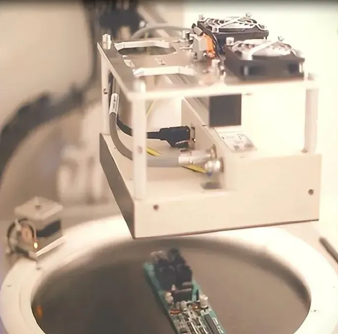 X-ray inspection of PCB to detect manufacturing defects.