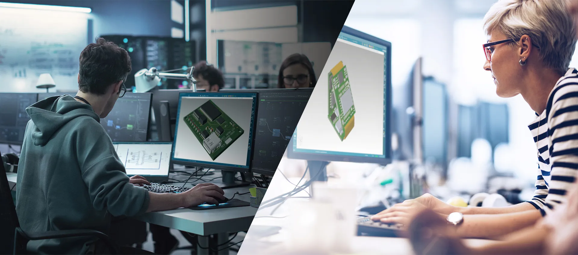 Team collaboration on online PCB design platform in real time.