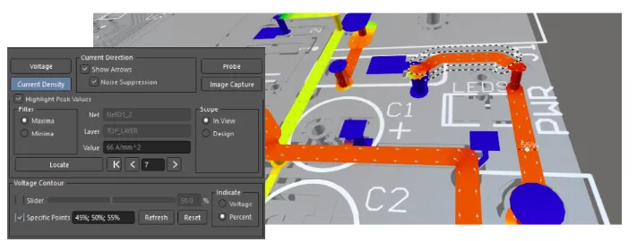 Power distribution analysis in Altium Designer for 6-layer PCB.
