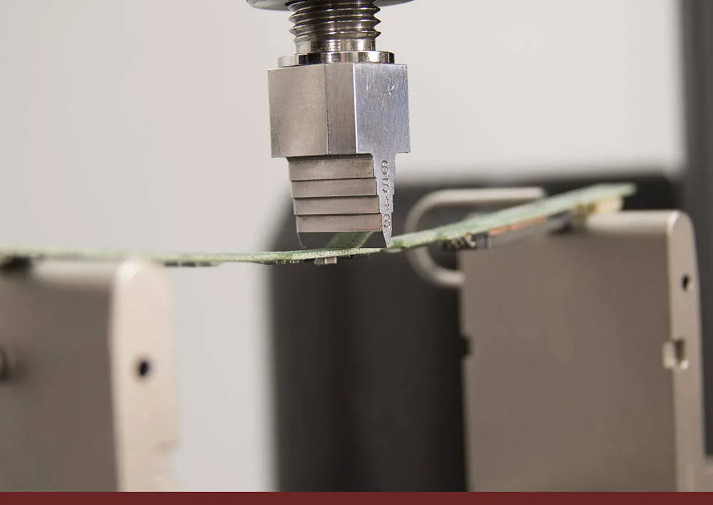 CB bending strength test with LPI solder mask under mechanical stress.