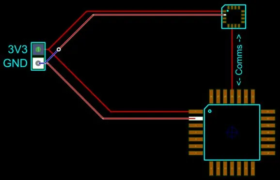 Two devices communicating on PCB