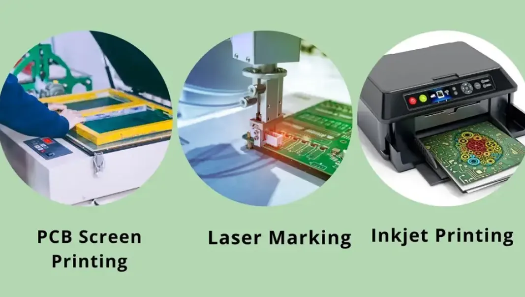 Comparison of inkjet vs screen printing resolution on PCB legends.