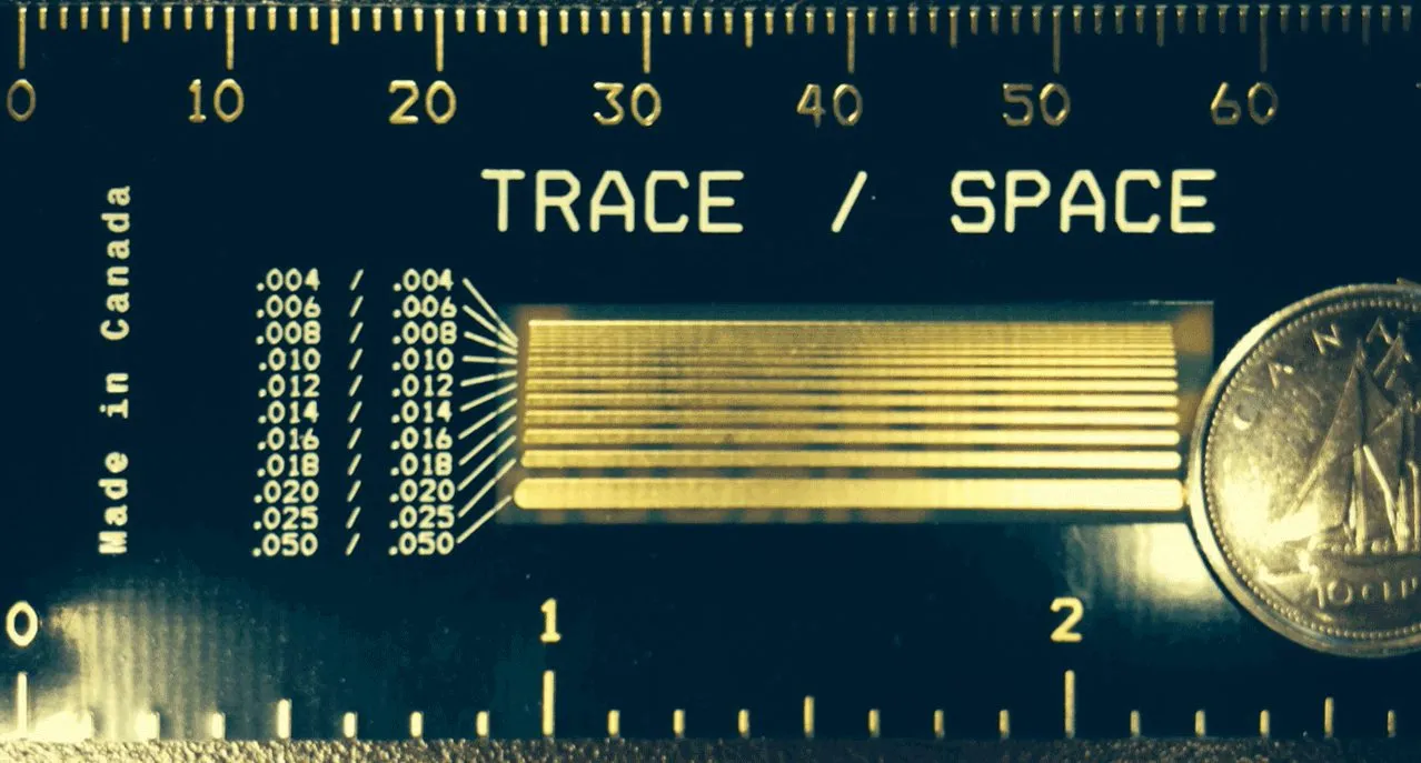 Comparison of PCB trace widths for design rules.