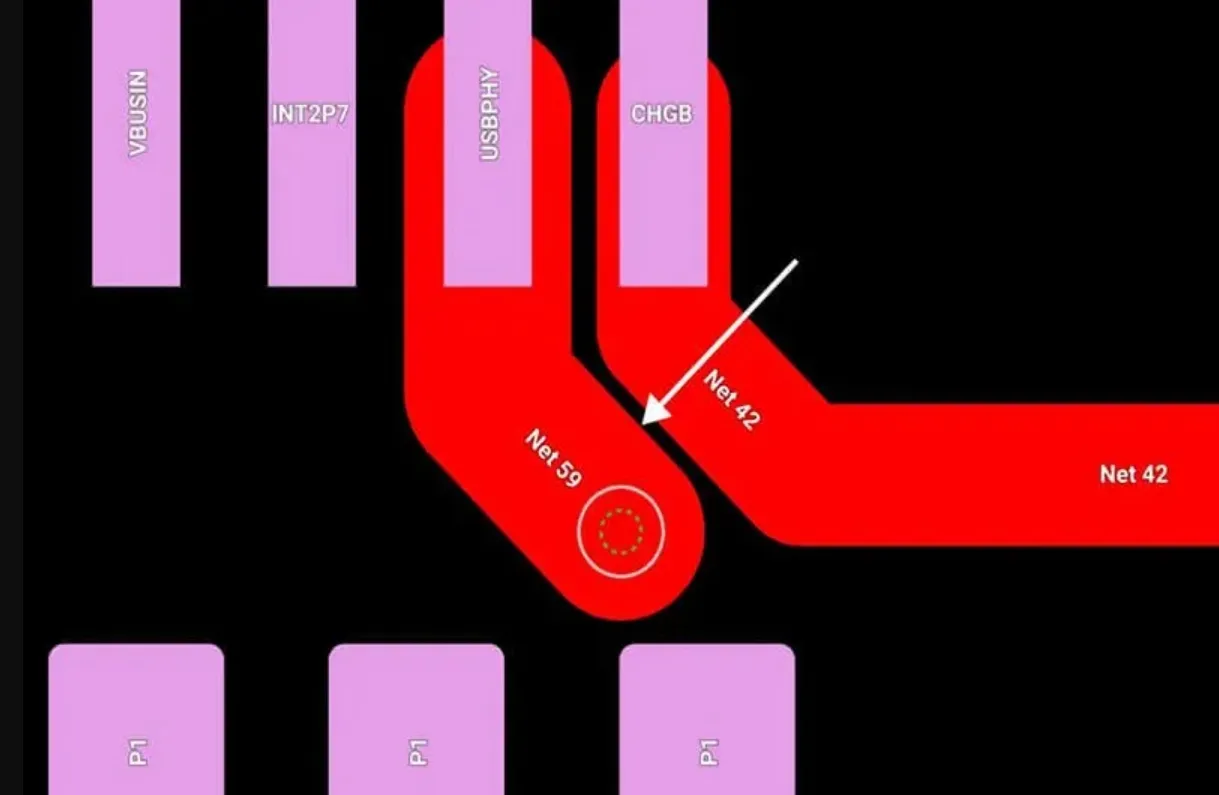 Diagram of trace spacing in high-frequency PCB design.