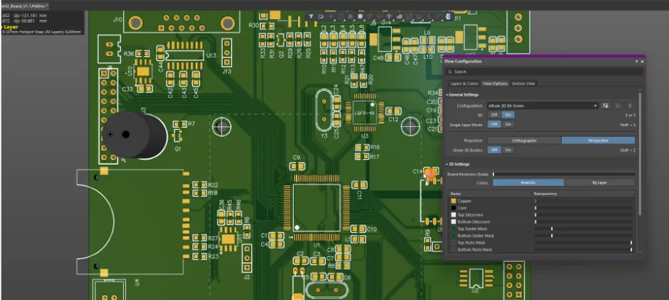 PCB design software displaying a video processing board layout.