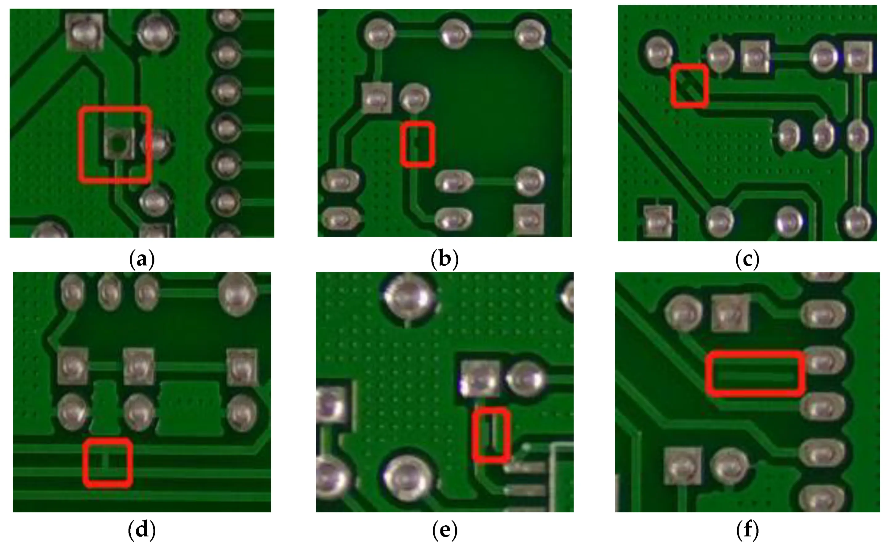 Close-up of PCB defects detected by AI-driven quality control