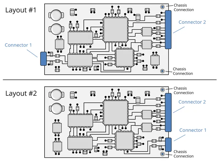 Example of an optimized PCB layout with clear component placement and trace routing