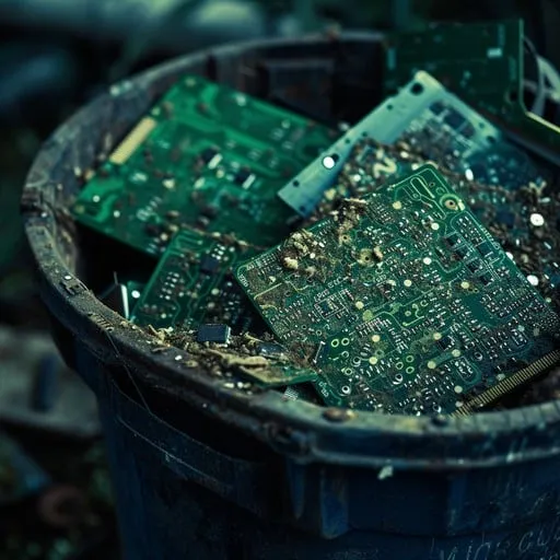 Pile of discarded PCBs highlighting the e-waste challenge