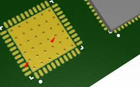 "Thermal vias grid pattern on HDI PCB for heat dissipation"