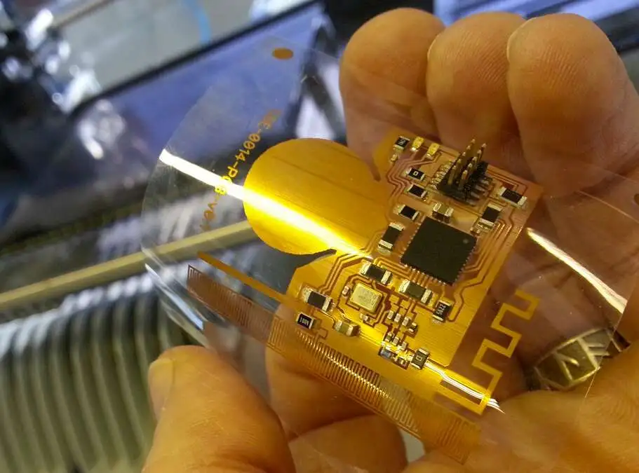 Creative PCB layout with flexible board in curved enclosure