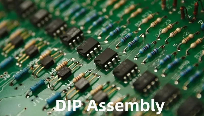 PCB with through-hole components showcasing precise component lead forming