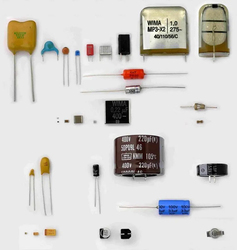 Types of capacitors on a battery charger PCB