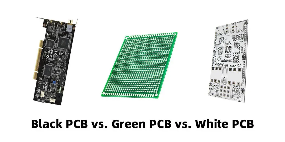 Comparison of white and black silkscreen on different PCB solder masks