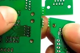 Hand separating PCB panel using mouse bites for efficient depaneling