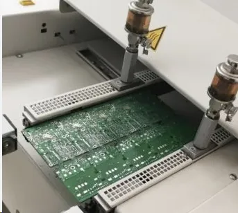 Measuring PCB warpage with a dial gauge on a flat reference surface