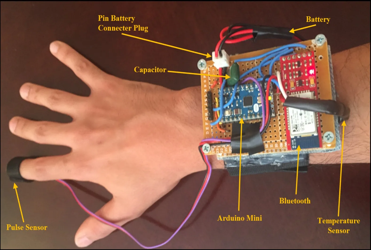 Wearable health monitor PCB prototype for hobbyist project