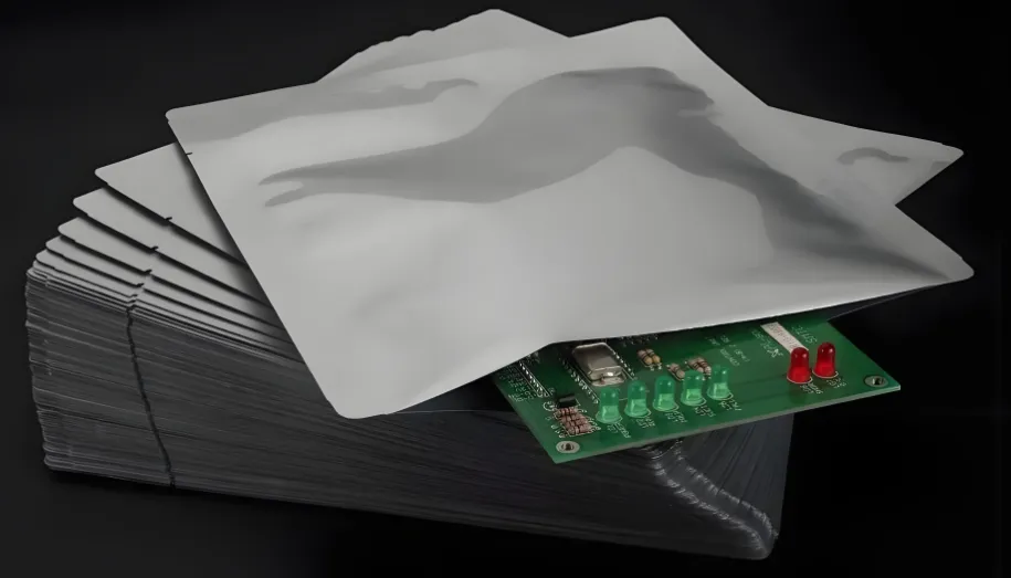 PCB packed in ESD-safe bag with protective cushioning for safe transport.