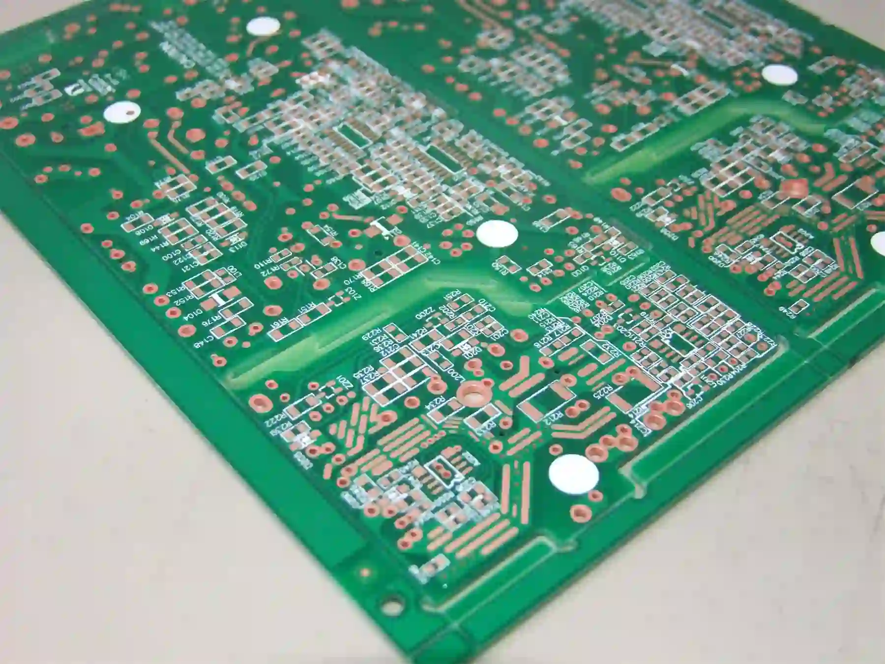 Multilayer PCB close-up showcasing complex design for inspection