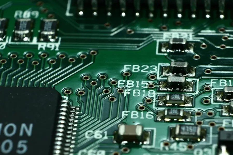Finished HDI PCB with fine-pitch vias after plasma etching desmear."