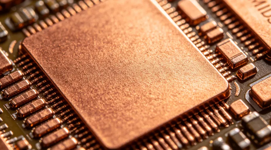 Microscopic view of uniform copper plating on an LDS-structured MID surface