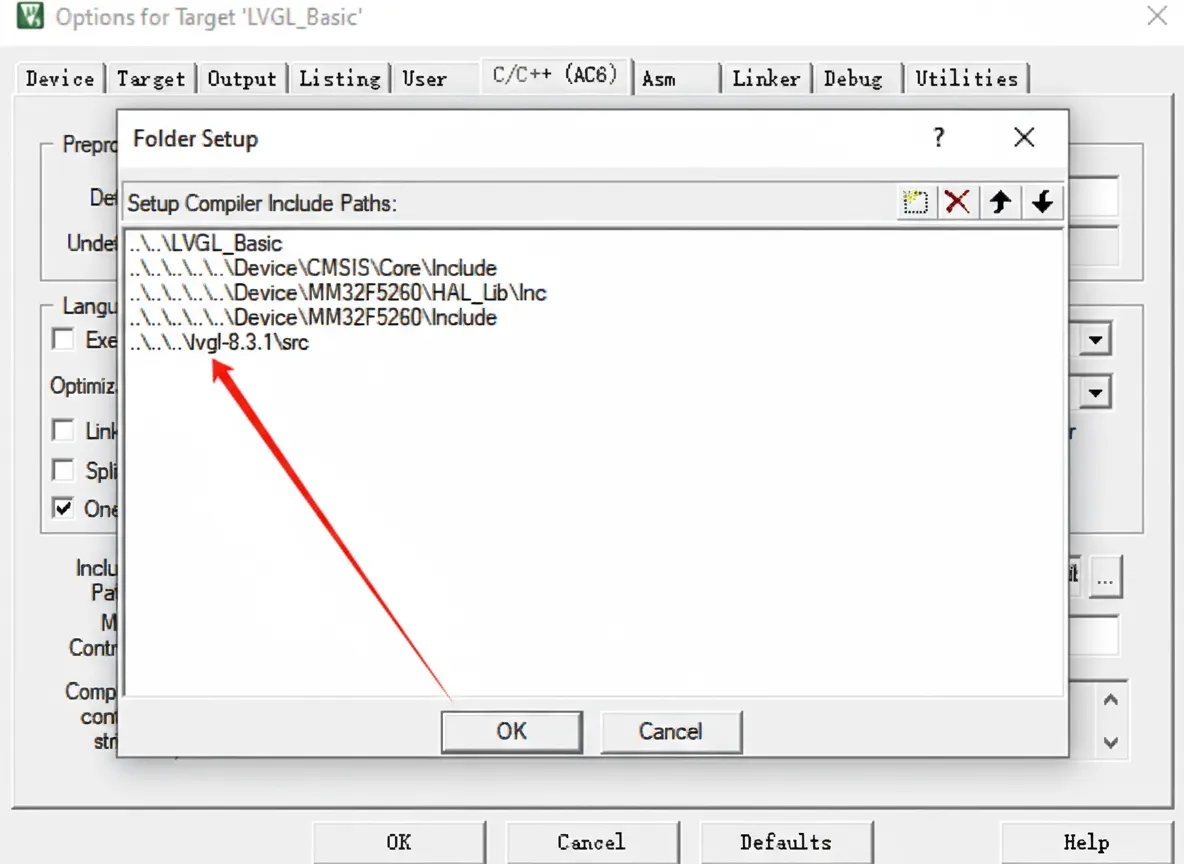 Configure LVGL include paths