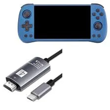 Portable gaming device with USB-C, HDMI, and audio jack connectors