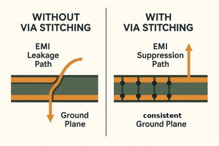 Stitching Via Placement Example