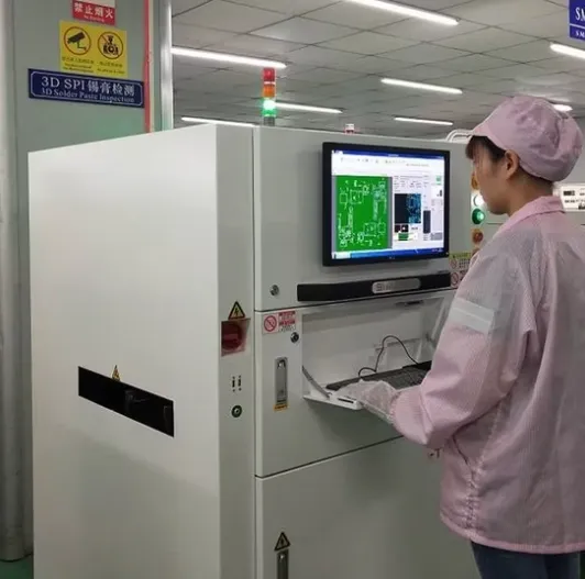 SPI machine scanning solder paste deposits on fine-pitch pads