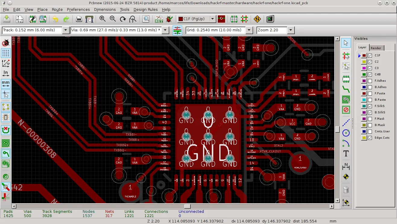 PCB software interface for high-density PCB silkscreen design.