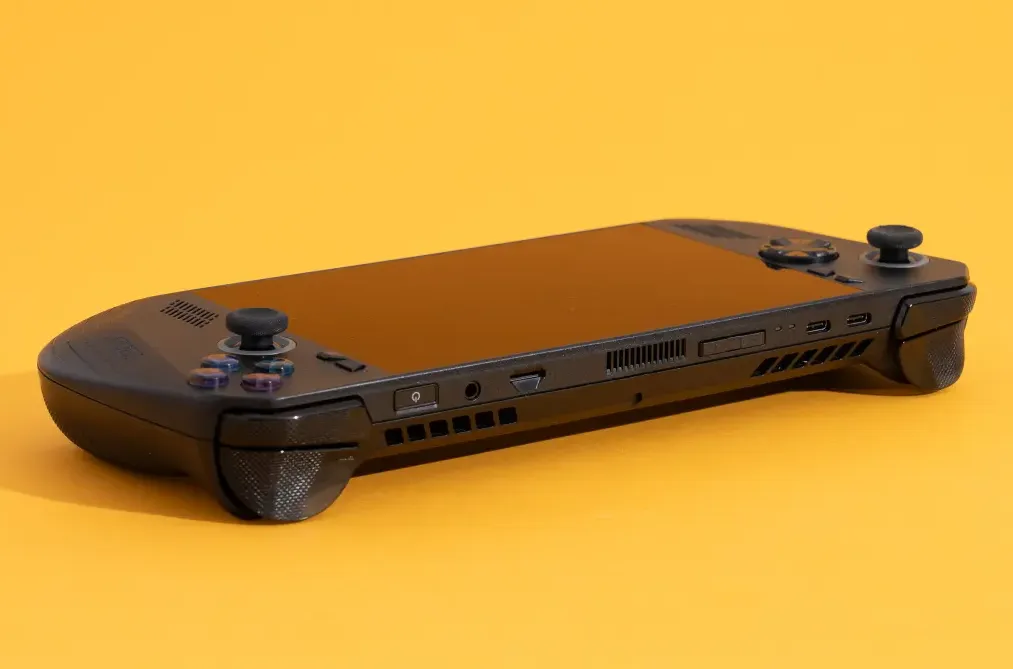 Compact portable gaming device showcasing power-efficient design.