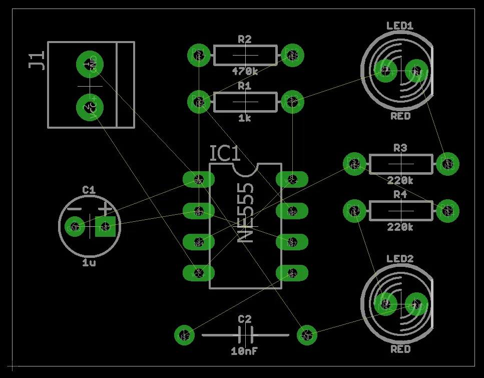 Single-Layer Trace Routing Diagram