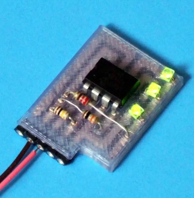 SMD components on a 3D printed PCB for electronics projects