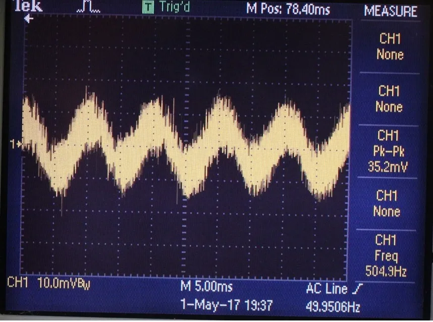Oscilloscope Capture of Power Supply Ripple