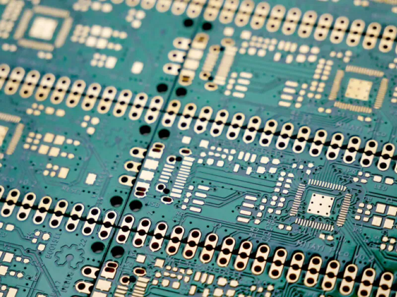 Ceramic PCB panel with breakaway tabs and V-grooves for depanelization