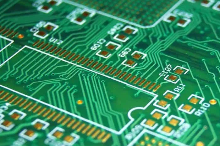 Finished PCB with precise etched traces for electronic applications.