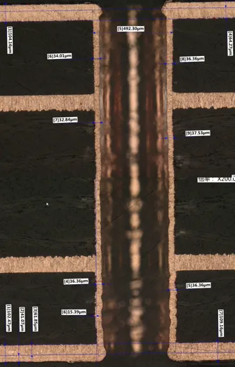 via in 3 oz Copper PCB Cross Section