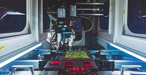 DIY laser drilling machine testing microvia creation on PCB