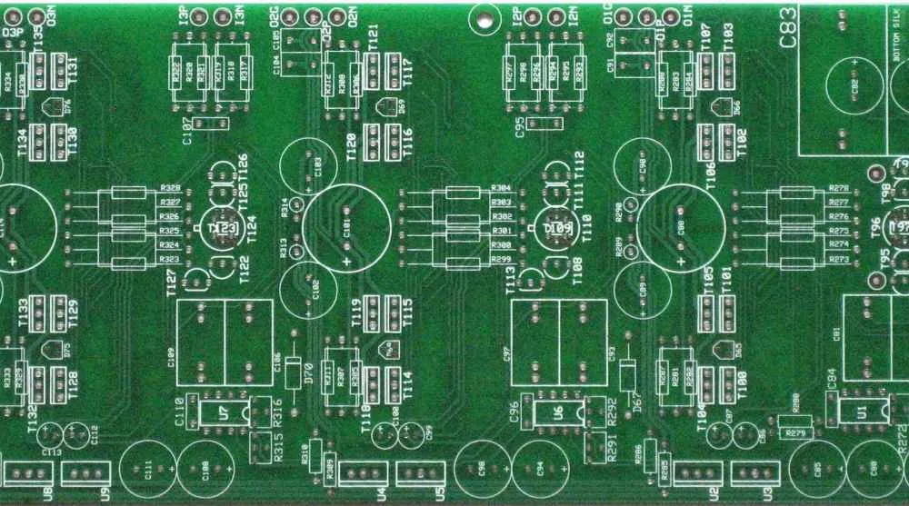 Single-sided PCB with silkscreen markings for component identification.