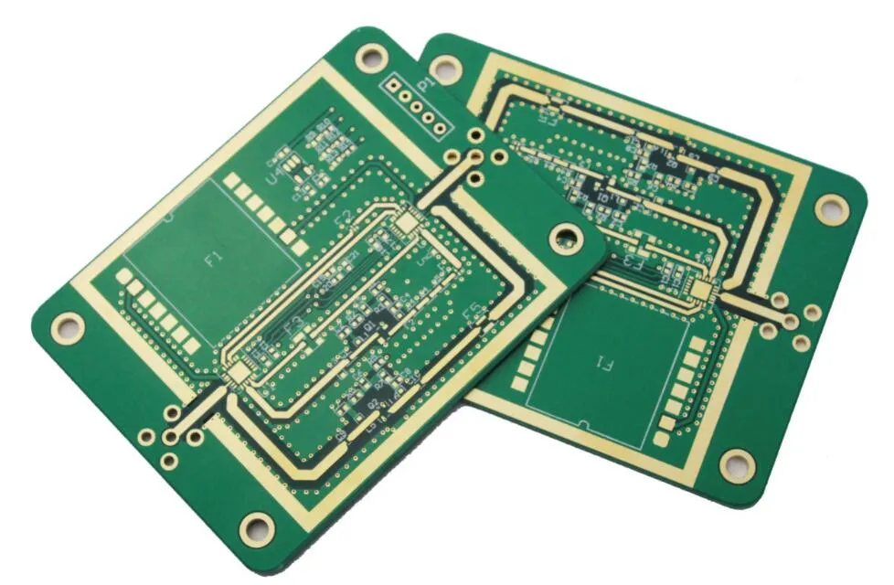 Finished multilayer PCB with uniform lamination layers.