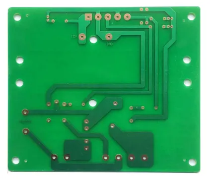 Single-layer PCB design for radio circuit showing conductive traces
