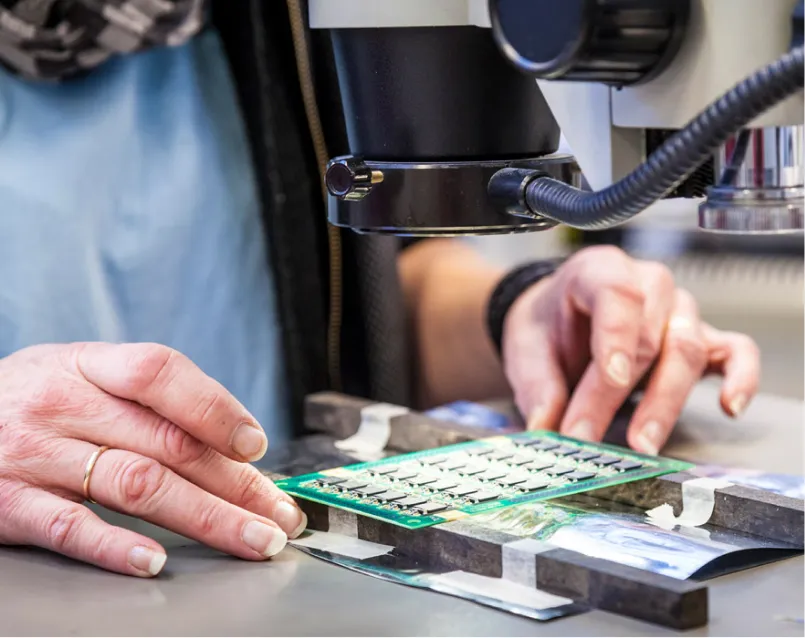 Testing PCB for solder mask performance and insulation.