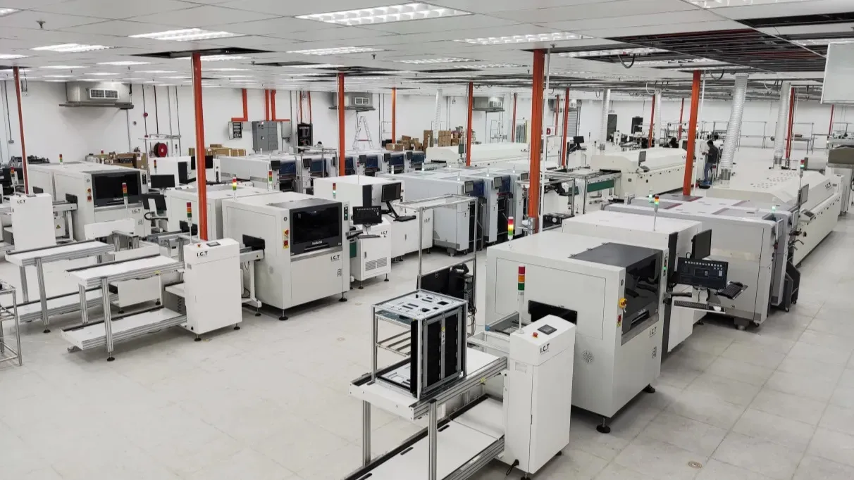 Automated SMT assembly line for automotive PCB manufacturing with inspection systems