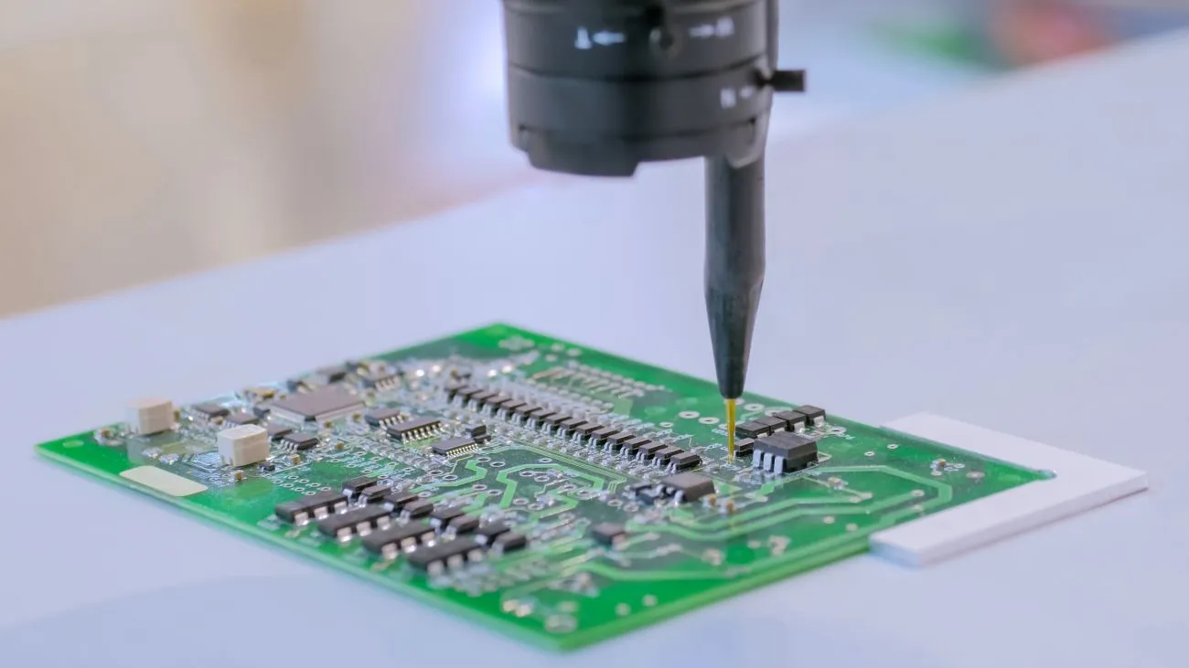 Completed PCB after stencil printing for SMT assembly
